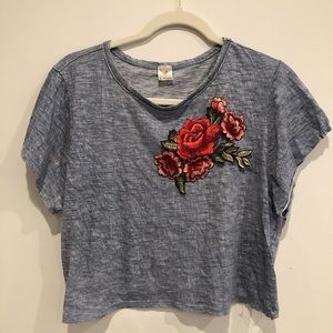 Cropped Blue Floral Tee